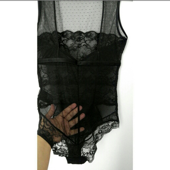 H&M Tops - H&M Black Mesh And Lace Bodysuit